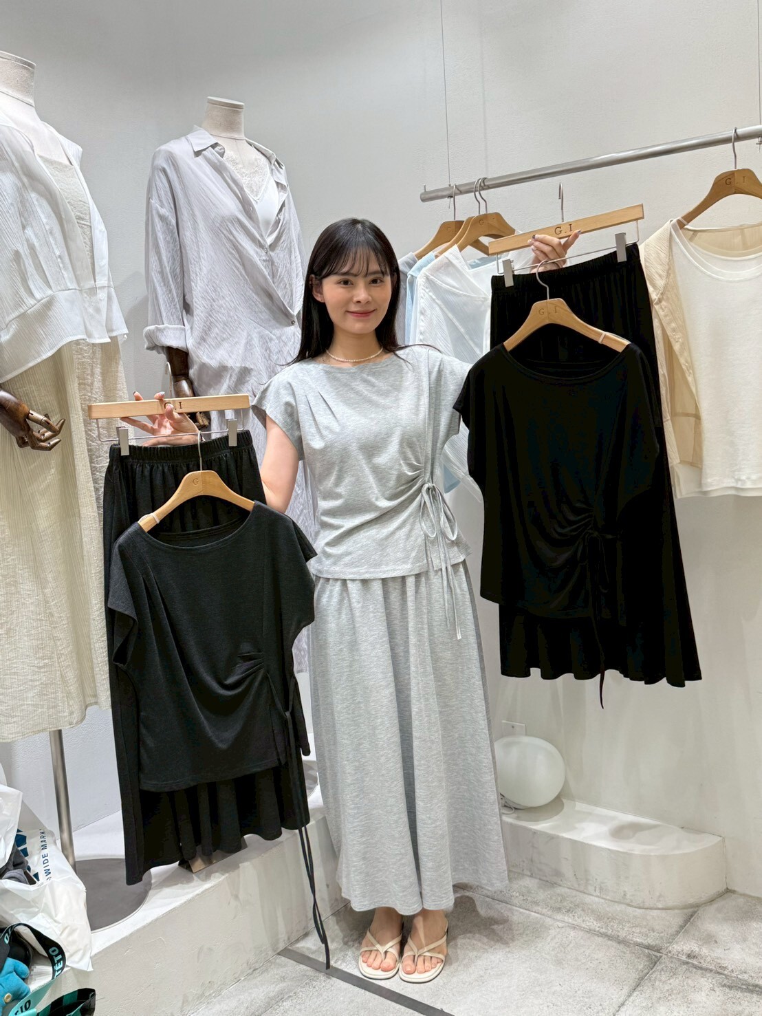 GI6004 飛飛袖束腰上衣休閑褲套裝