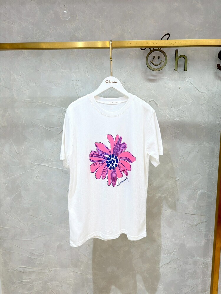 手繪線條粉色花朵上衣