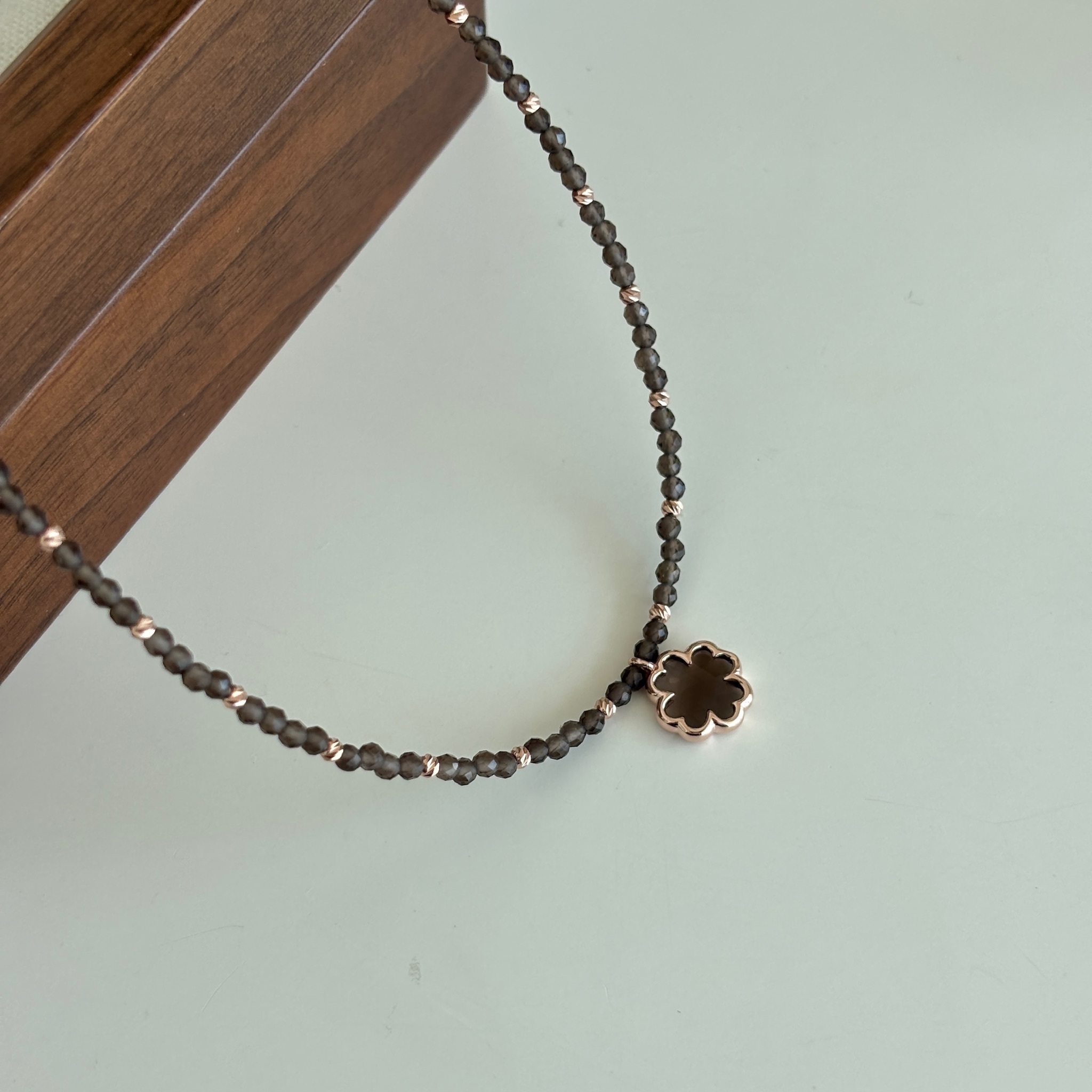 【韓國連線】幸運草茶晶cutting ball手工項鍊