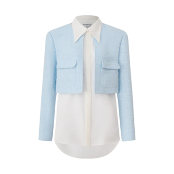 1EA0408-138 [EDWARD ACHOUR] Two-in-One Crop Jacket & Shirt Sky #100622/1005 (EU)