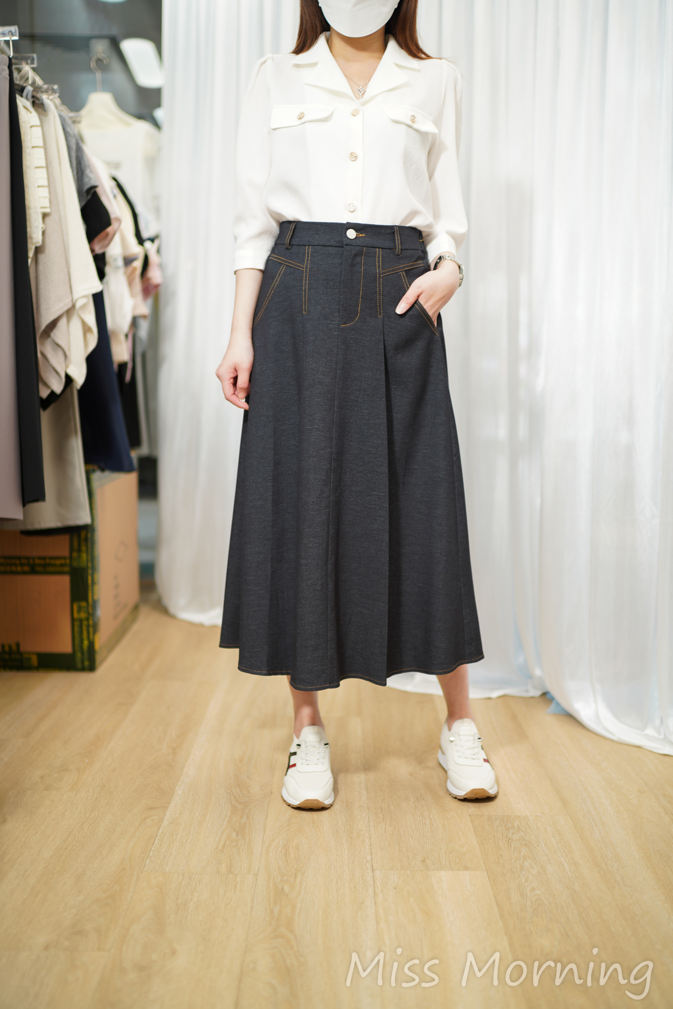 免燙中挺麻料上衣(15145)