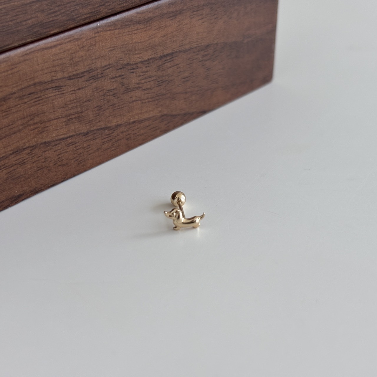 【韓國連線】14K 臘腸狗轉珠耳環