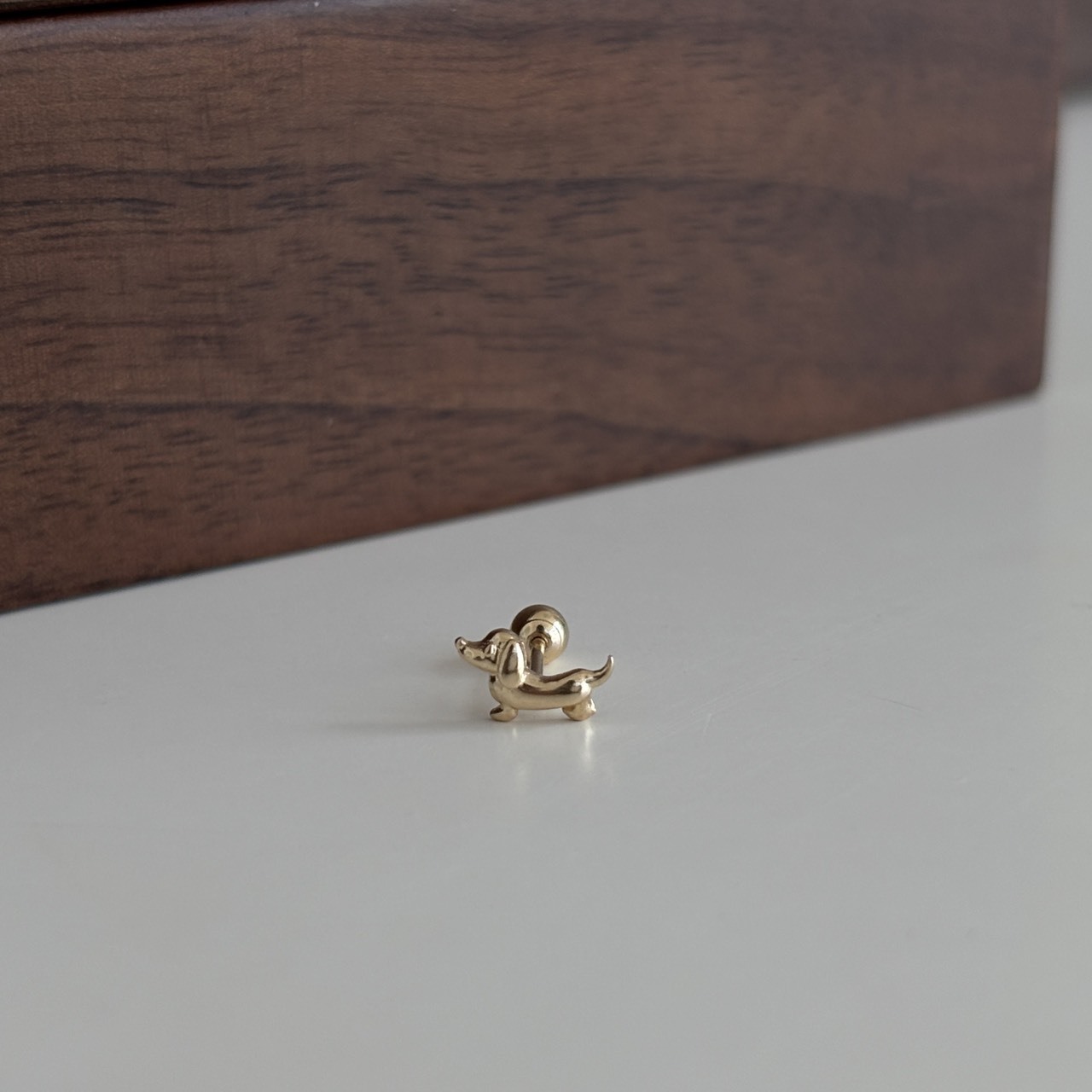 【韓國連線】14K 臘腸狗轉珠耳環