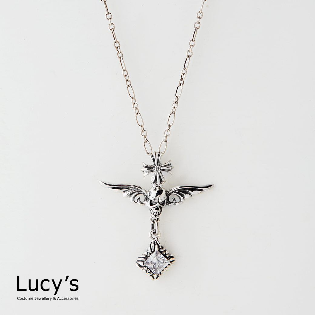 925純銀 十字天使 硫化項鍊 (53850)
