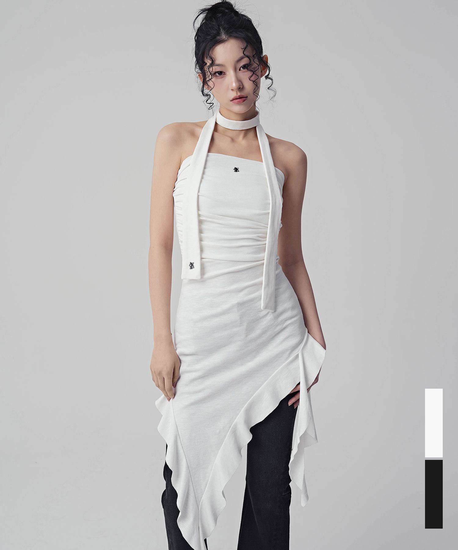 AVANDRESS 荷葉邊不對稱抹胸 AD61OP01