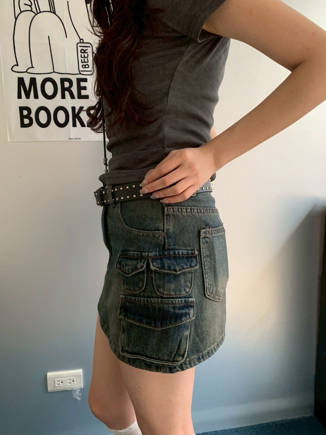 B103辣妹工裝短裙(附皮帶)