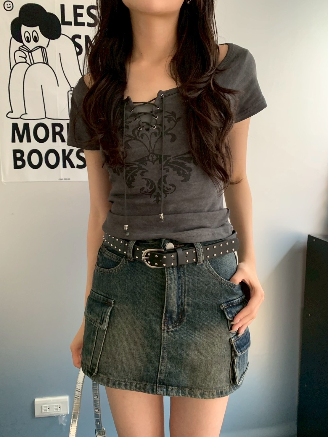 B103辣妹工裝短裙(附皮帶)