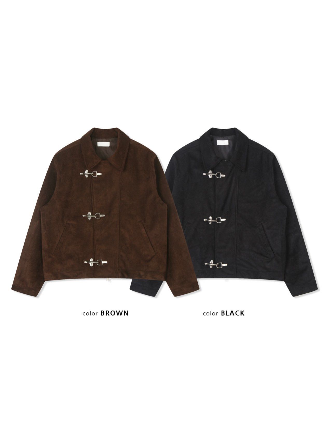 淨色反領拉鍊猄面外套 TAC-0427JK