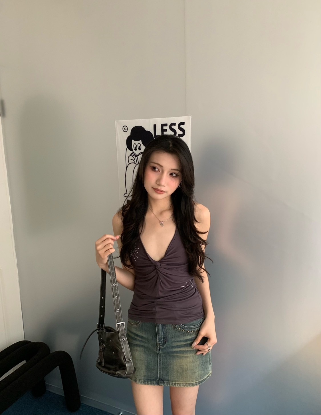 B162美式辣妹扭結掛脖背心