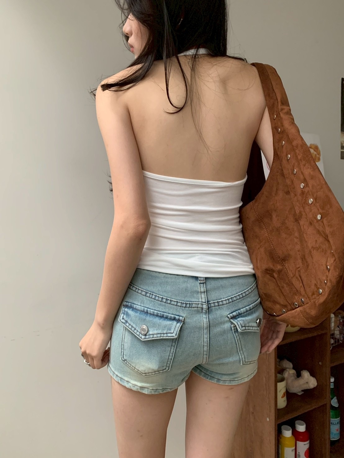 B119美式燙鑽褲裙