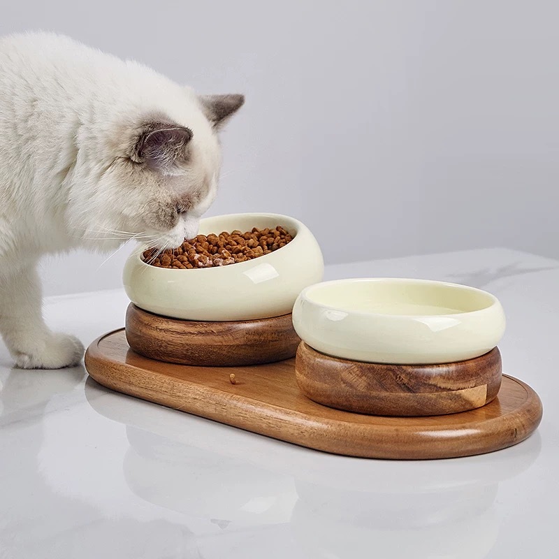 HOCC 双碗相思木多功能宠物碗
