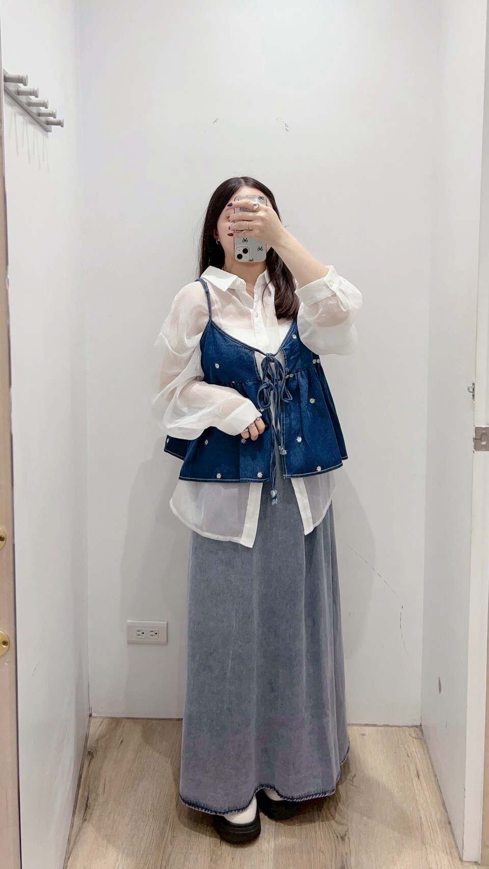 Embroidered floral denim vest