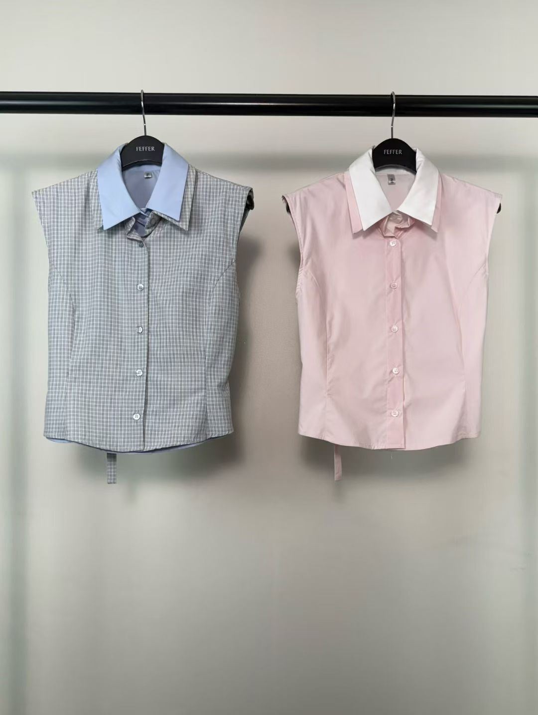 FF6018 假兩件背心襯衫