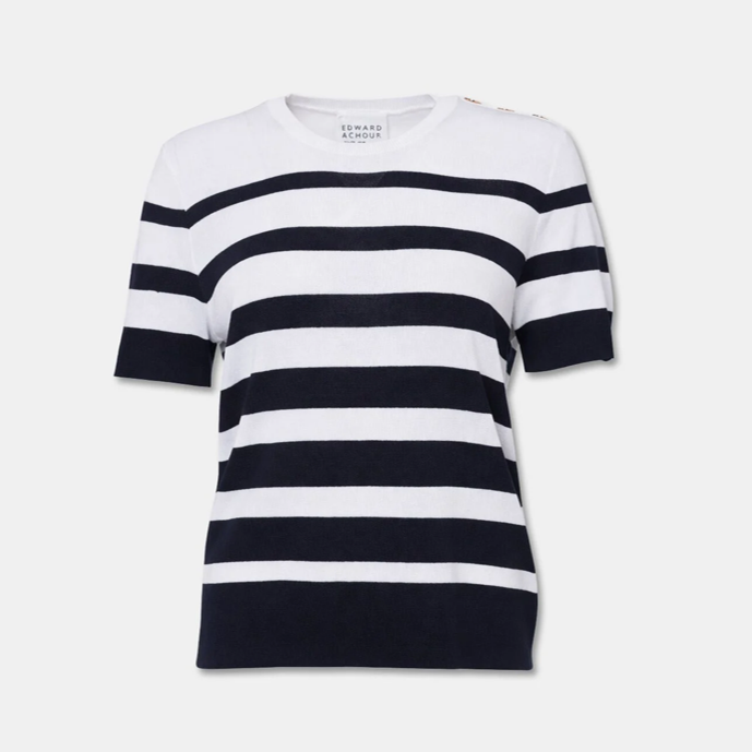 1EA0408-211 [EDWARD ACHOUR] Knit White/Navy #101519/1095 (EU)