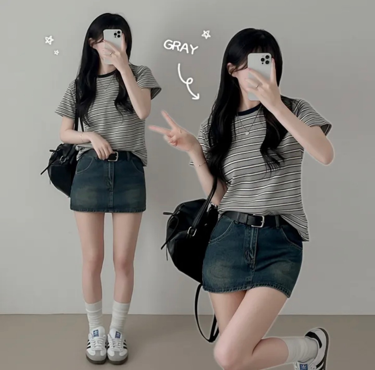 【優惠價預訂】韓國細橫間撞色領短袖TEE（4色）