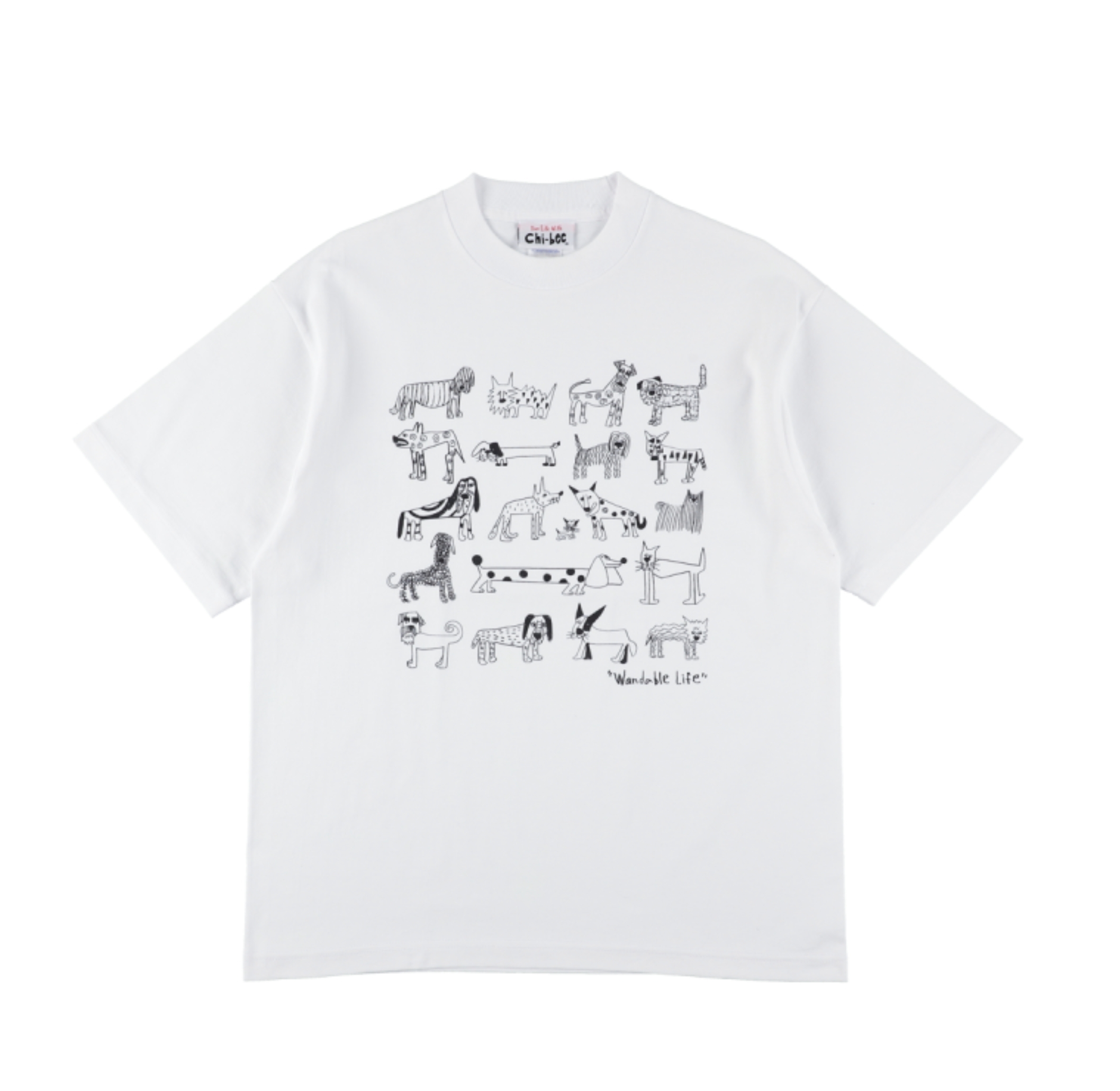 日本ChiBee 白底黑線條狗狗插畫短Ｔ