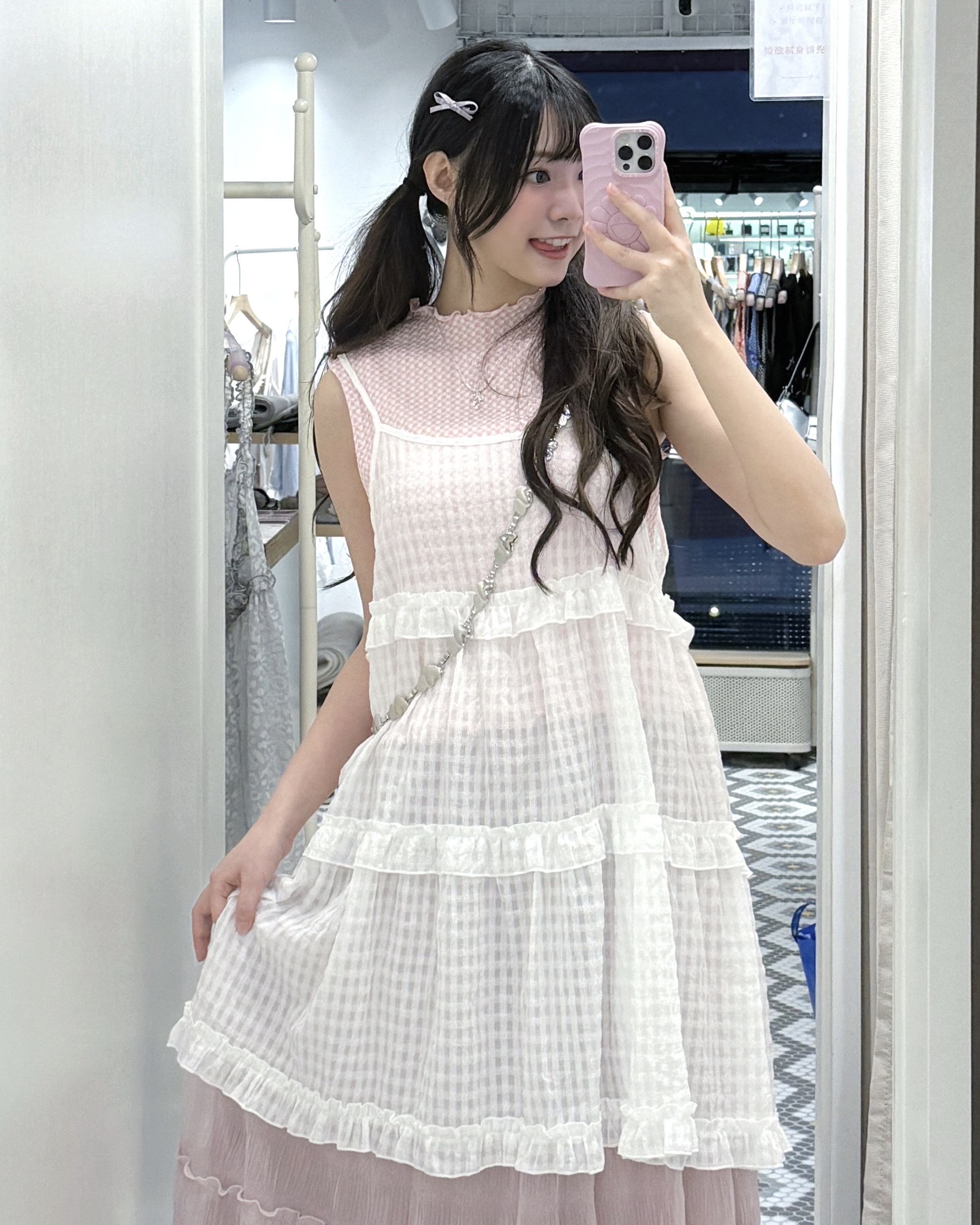 EA1255｜野餐感春日暗格ruffle邊吊帶ops ⸝꙳.˖🌼