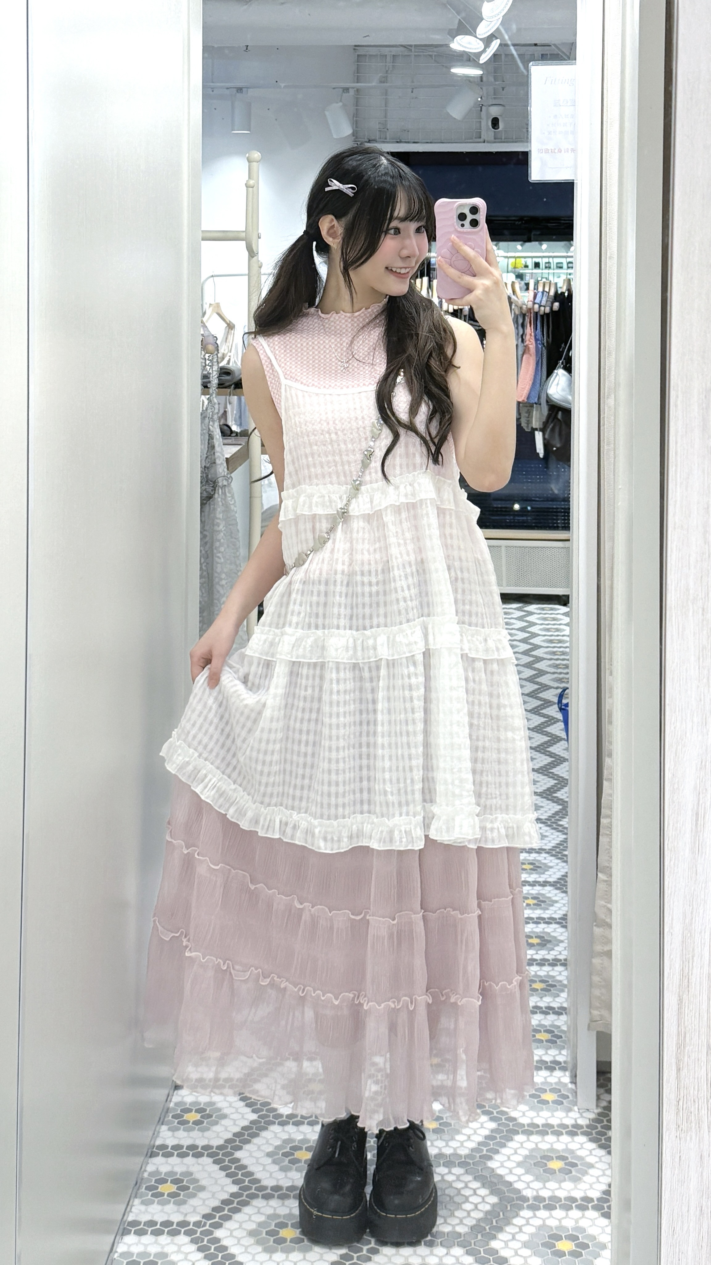 EA1255｜野餐感春日暗格ruffle邊吊帶ops ⸝꙳.˖🌼