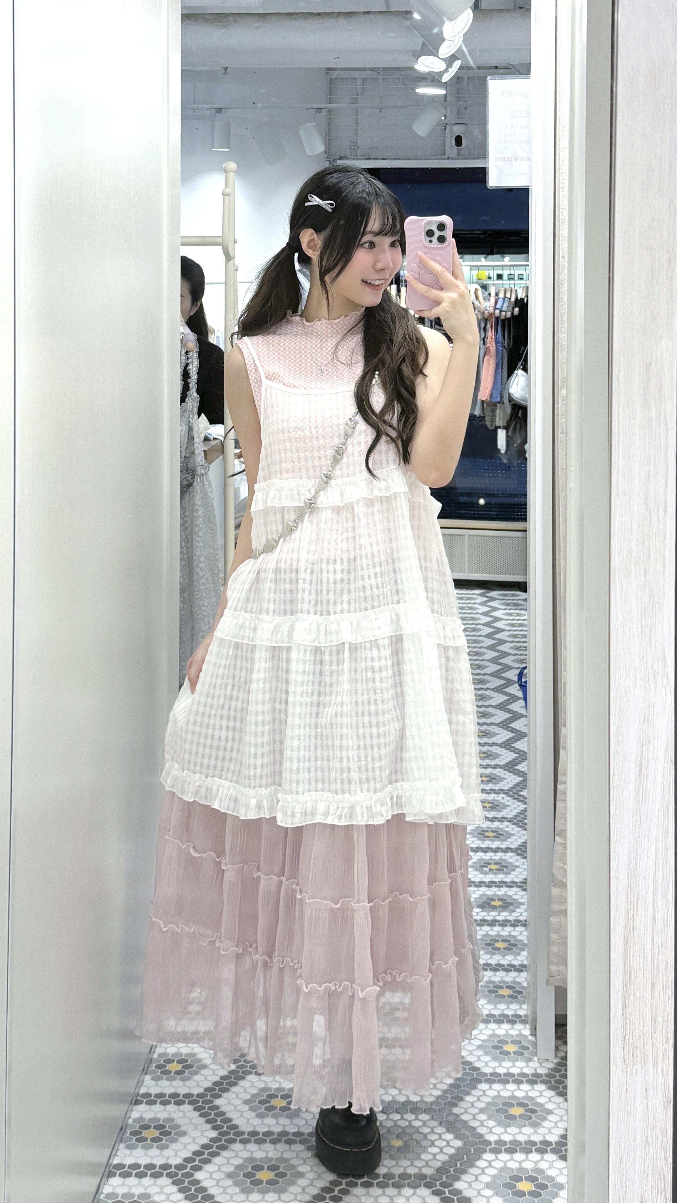 D0557｜6色入*.'✦垂墜感樹直紋ruffle長裙₊˚✩彡