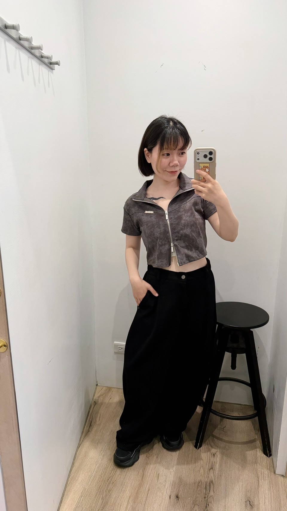 個性雙拉鍊銀標上衣