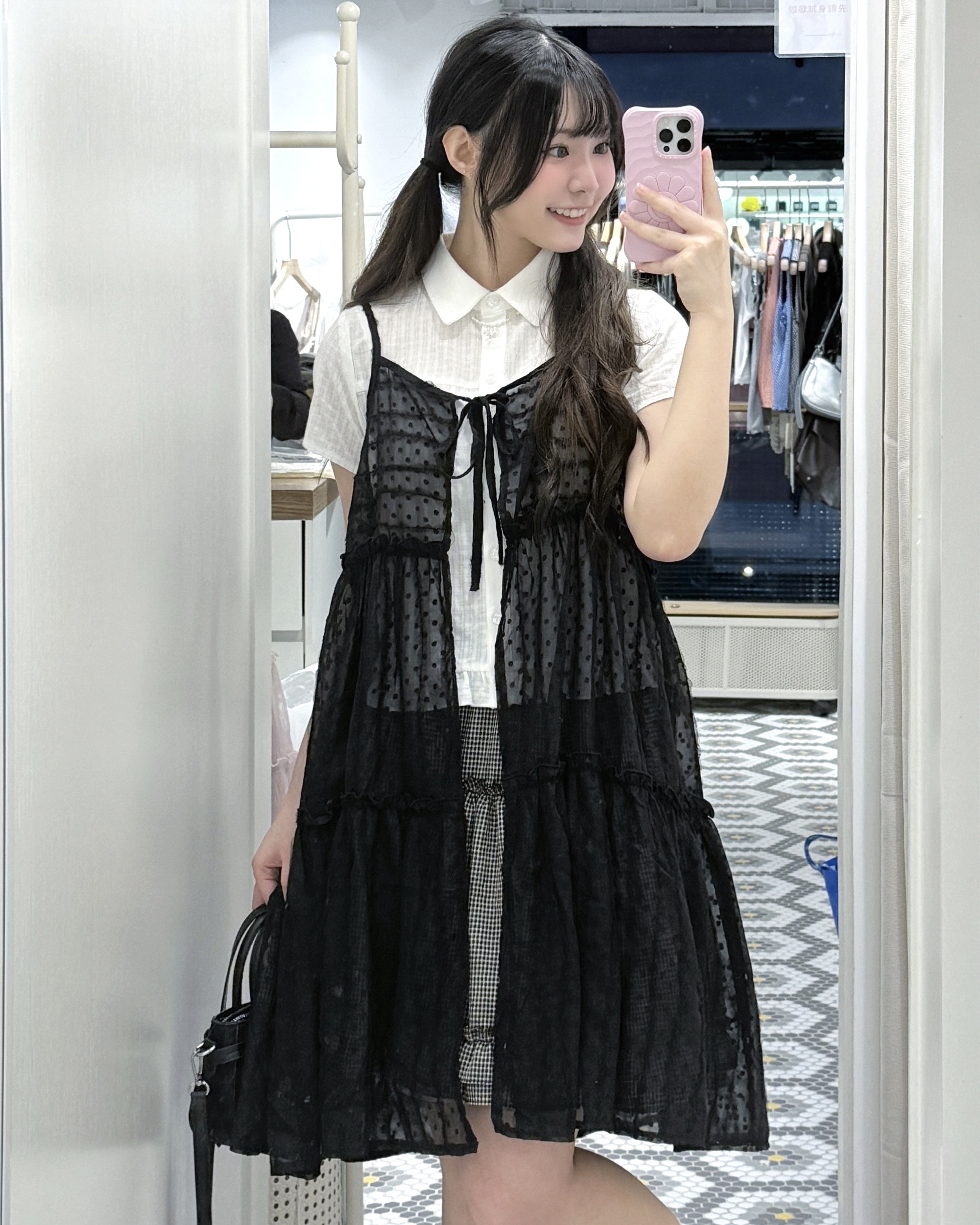 EA1258｜清爽波點layer開胸綁帶吊帶ops‧₊𓏲 ๋࣭🎐