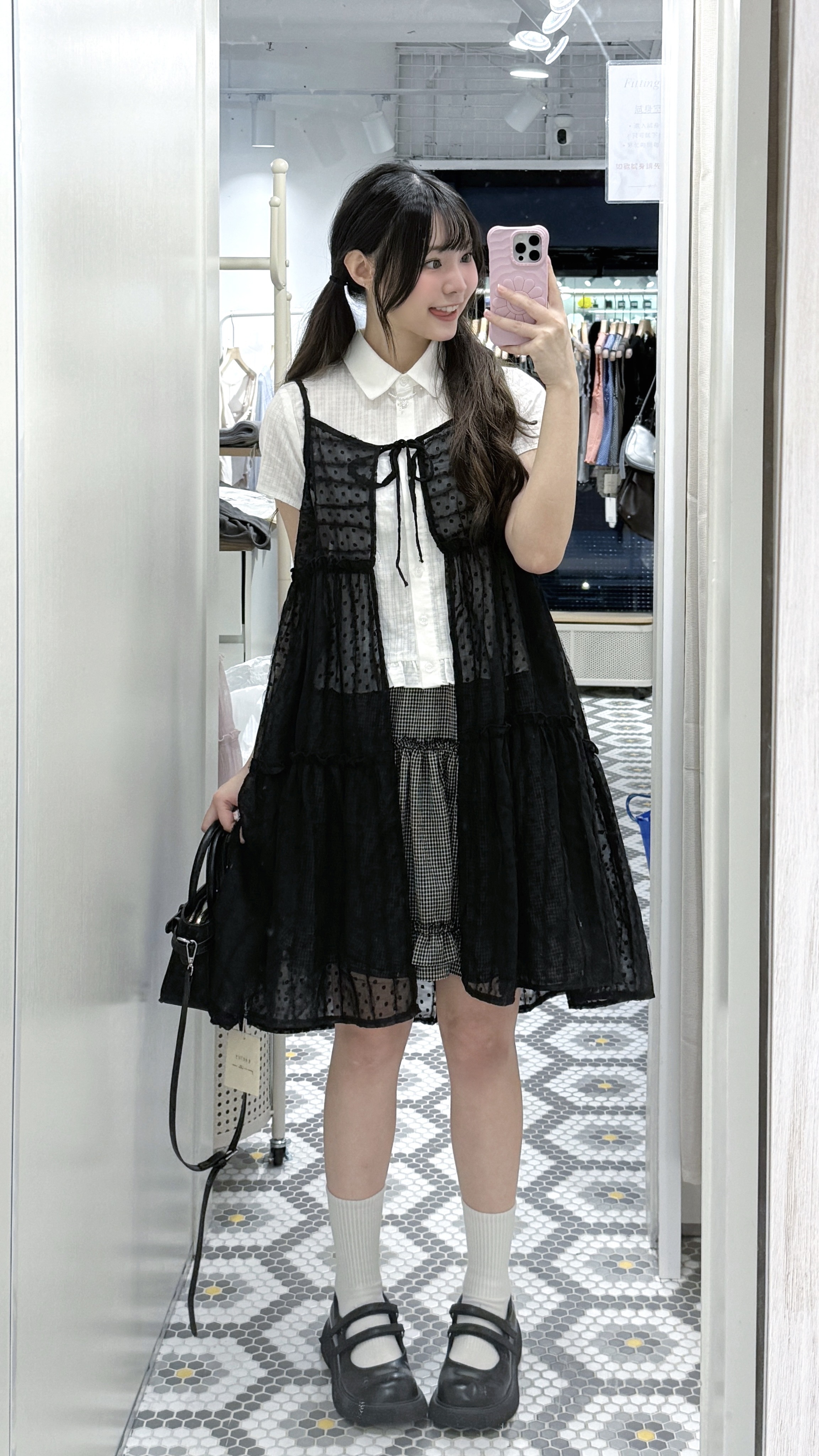 EA1258｜清爽波點layer開胸綁帶吊帶ops‧₊𓏲 ๋࣭🎐