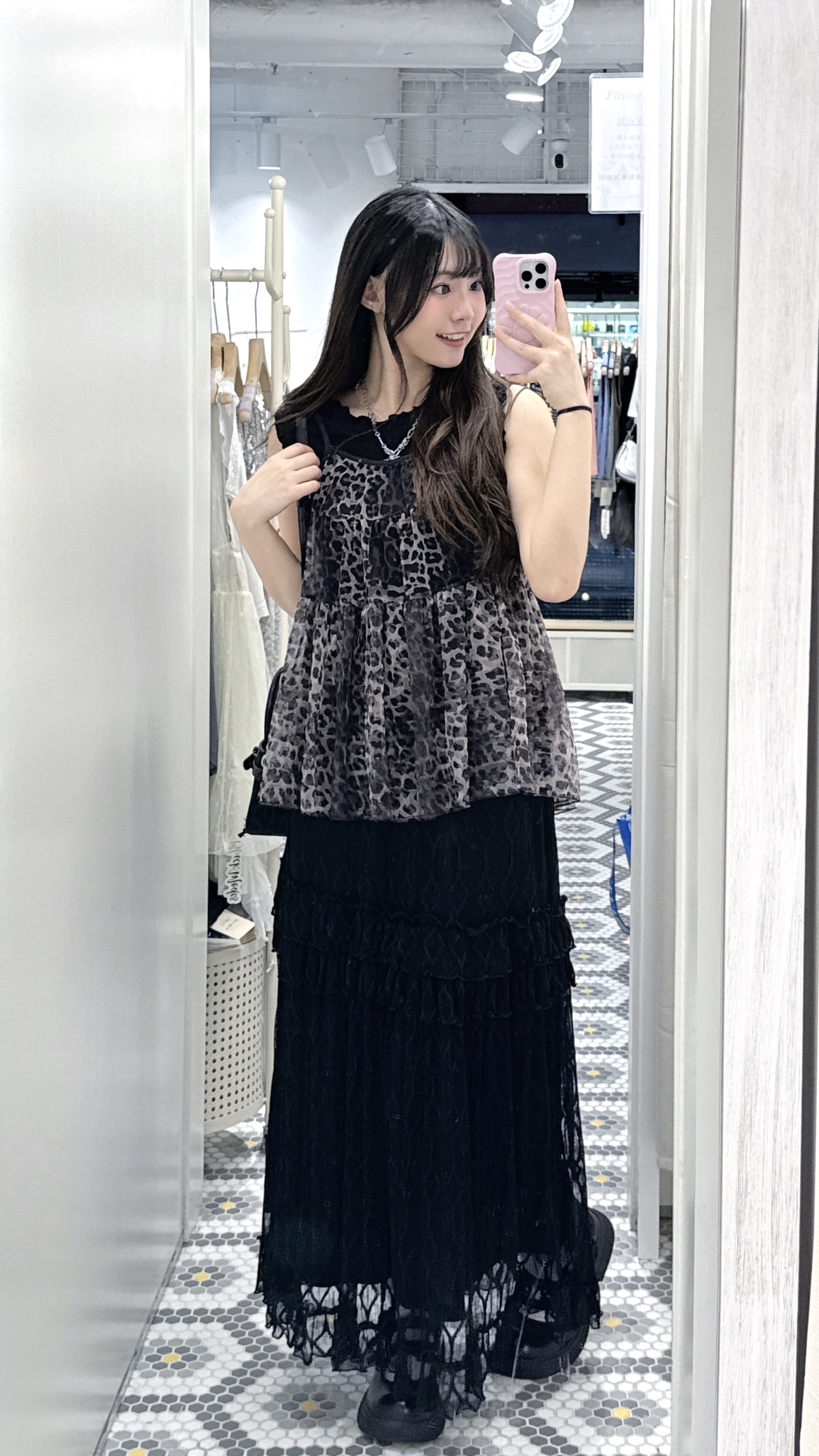 V0188｜甜酷豹紋透明吊帶可調節吊帶ops⊹˚ ༘⋆✿