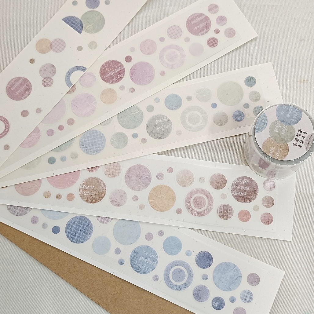 好築藝．圓圓圈圈-莫蘭迪色 5cm割型霧面PET膠帶 <整捲/分裝>