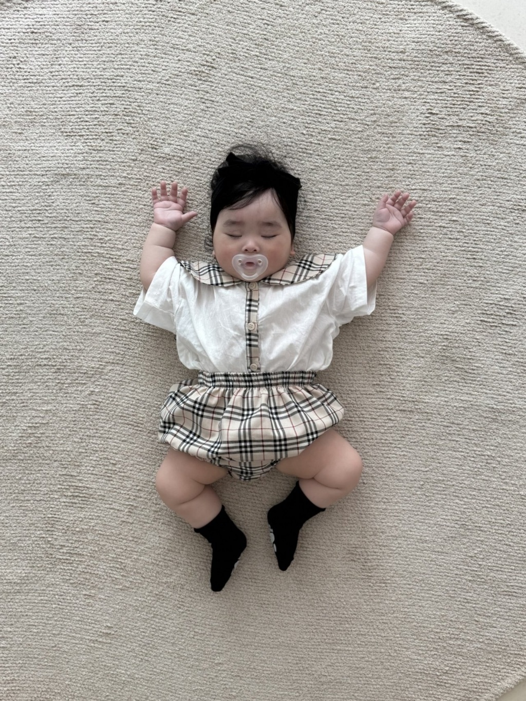 正韓夏Moran 嫩嬰英式格紋學院感套裝