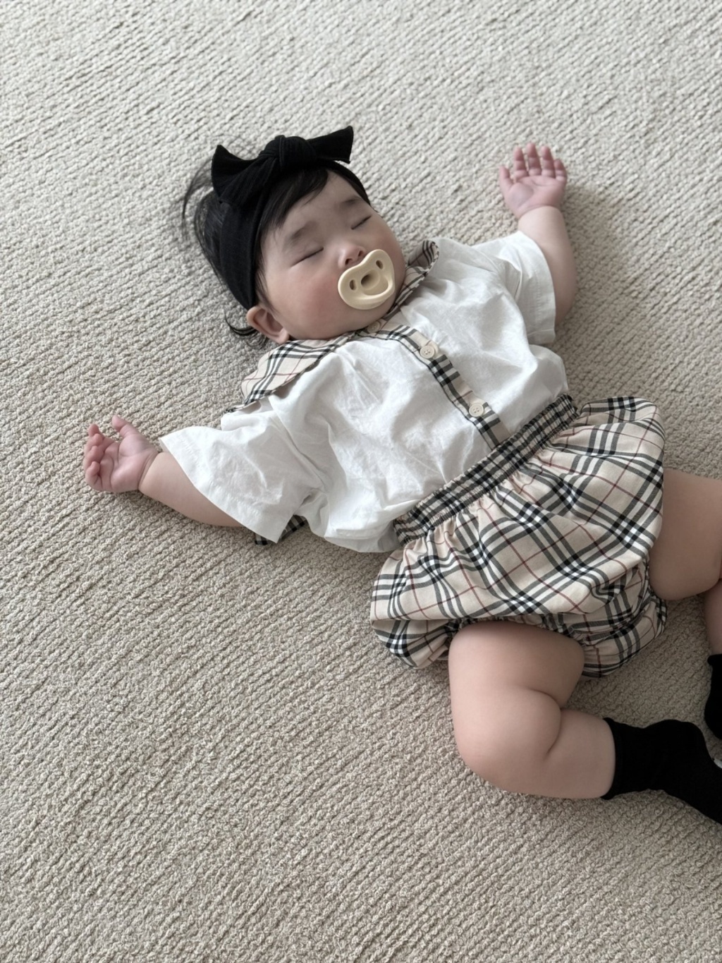 正韓夏Moran 嫩嬰英式格紋學院感套裝