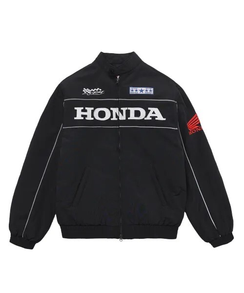 Honda 黑色滾邊風衣夾克
