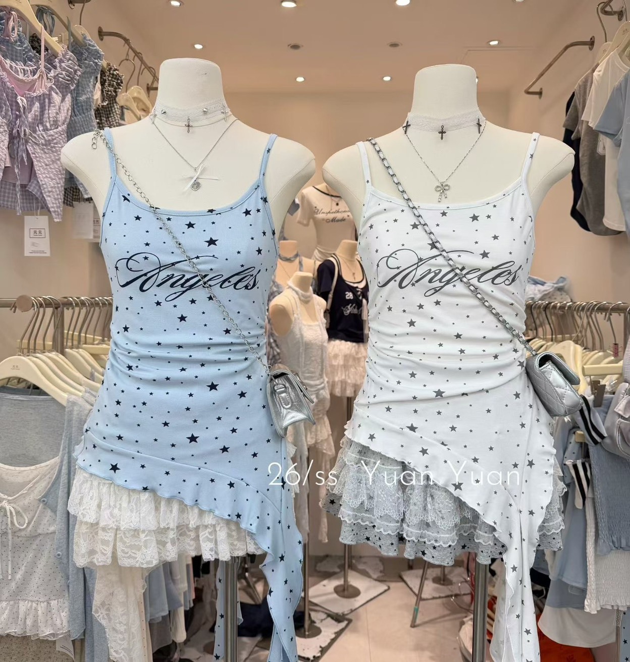 (GOAL) 滿版星星荷葉吊帶背心 610