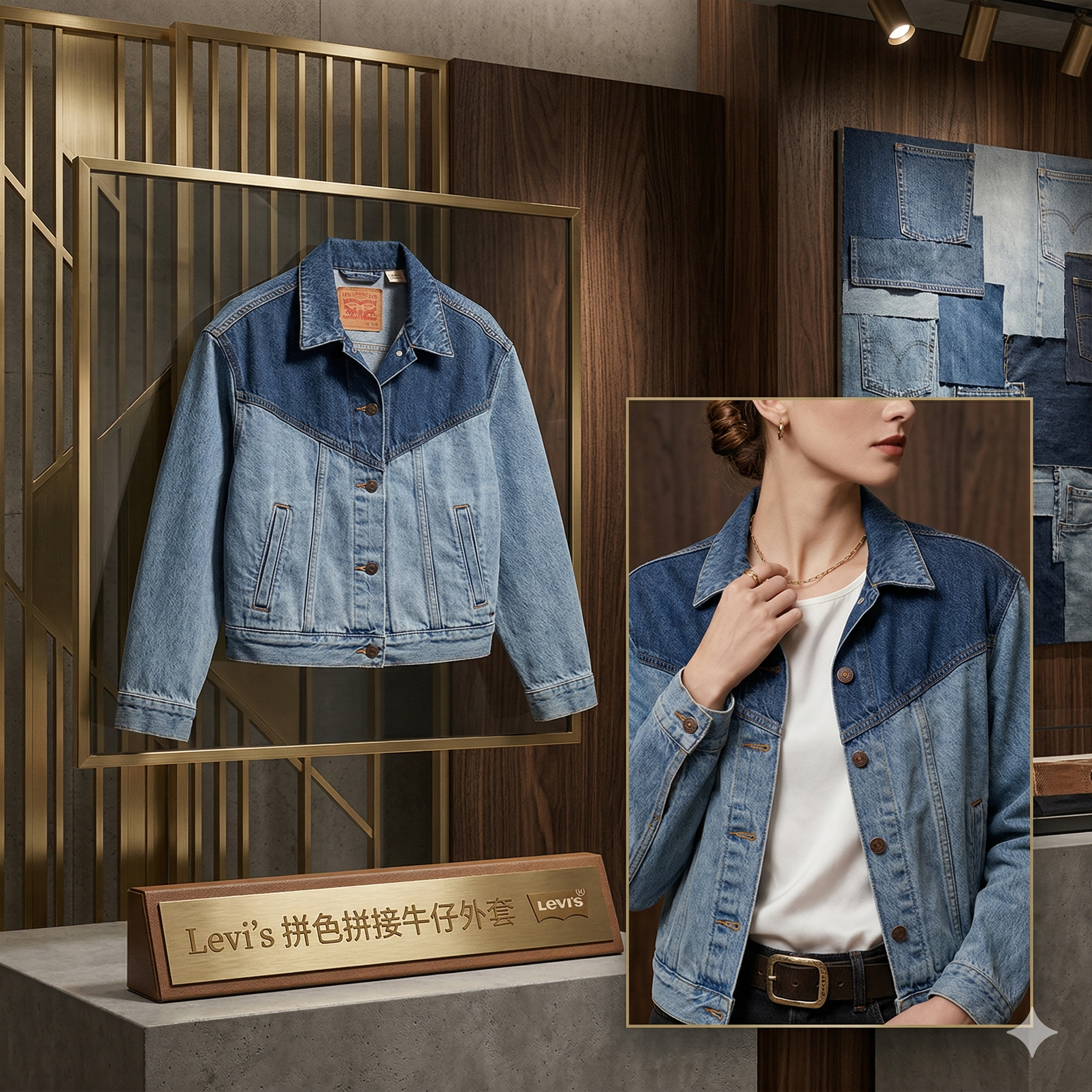 【預購】H040851 Levi's 女裝拼色拼接牛仔外套