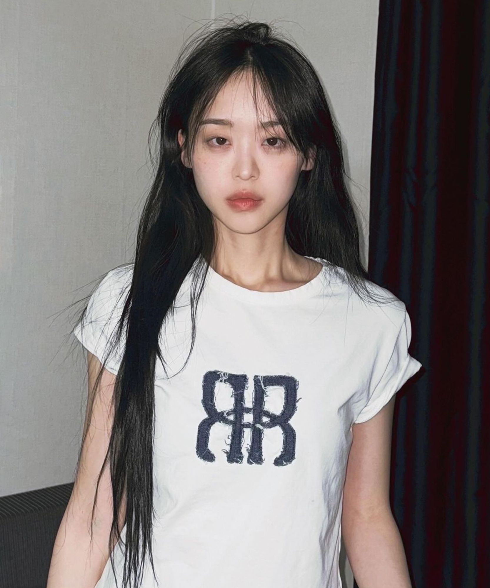 락케이크 方形 Logo 丹寧上衣 RC24TP10730WH