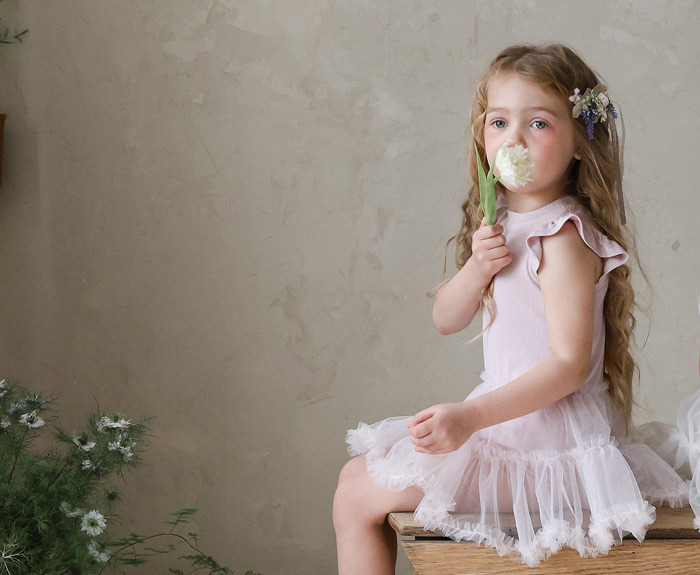 正韓夏FLO 兩色軟紗拼接上衣