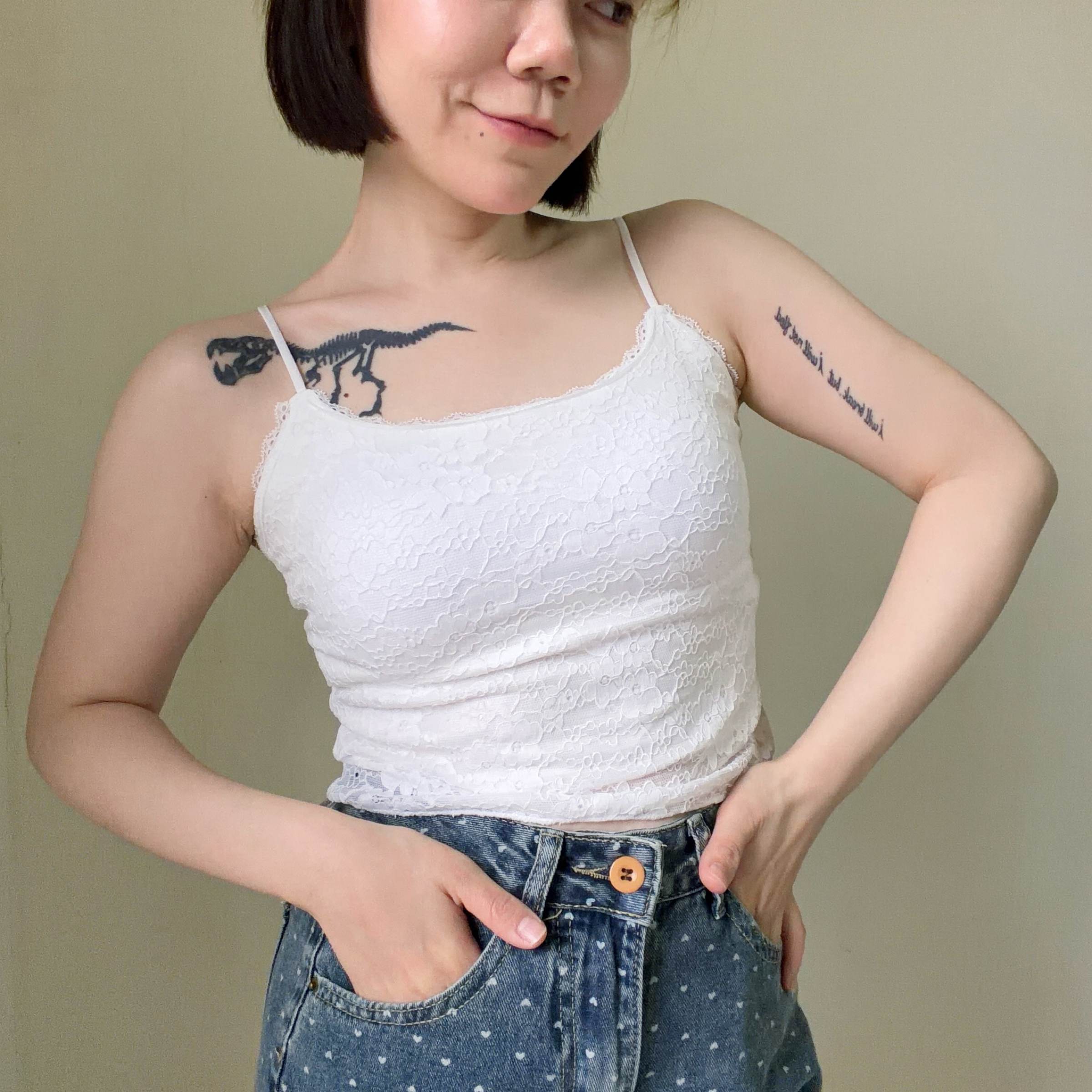 美背蕾絲單肩小可愛