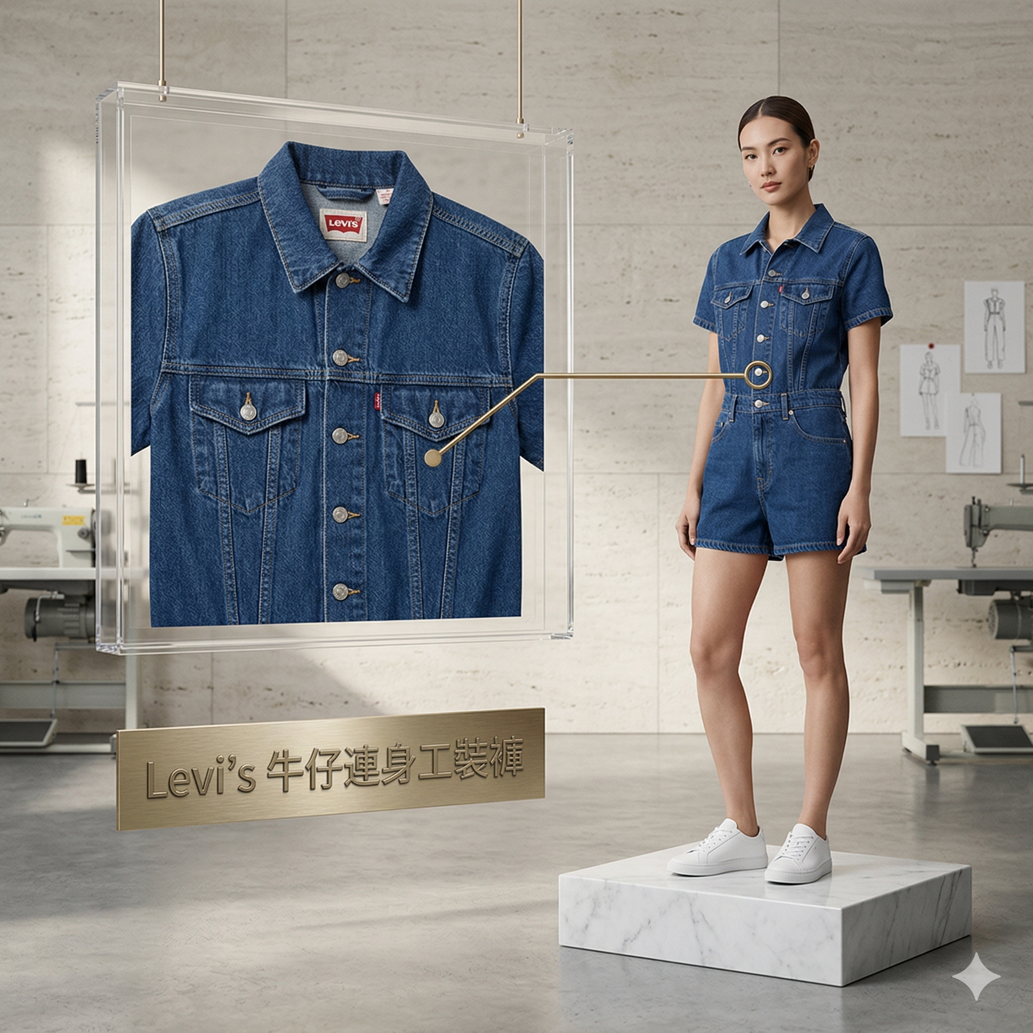 【預購】H040857 Levi's 女裝牛仔連身工裝褲