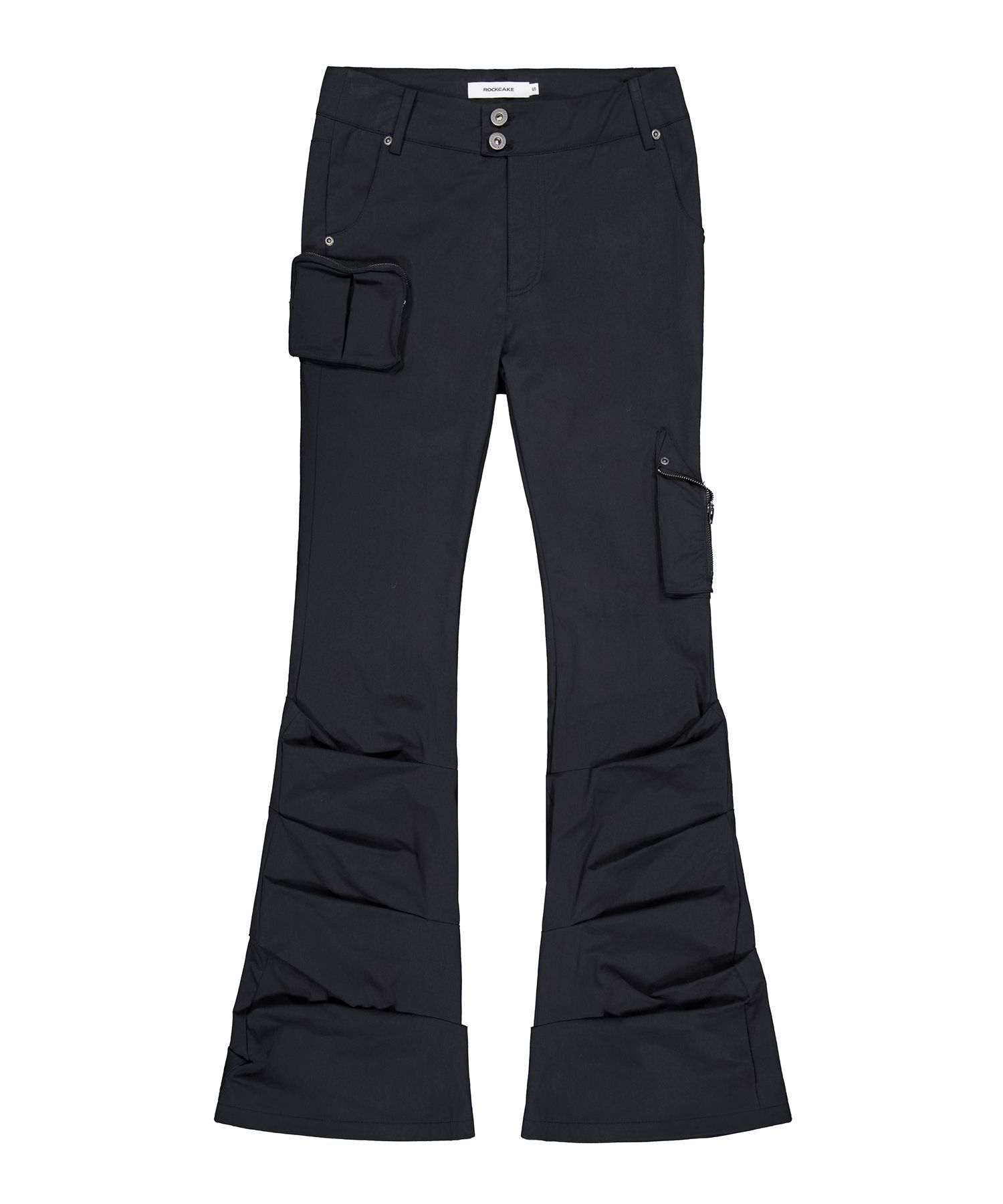 ROCKCAKE 縮褶口袋喇叭褲 RC26PT16000BK