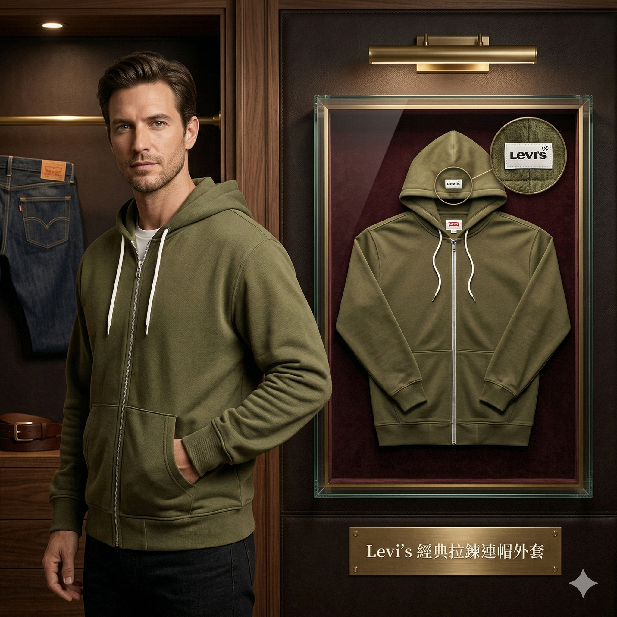 【預購】H040870 Levi's 男裝經典拉鍊連帽外套