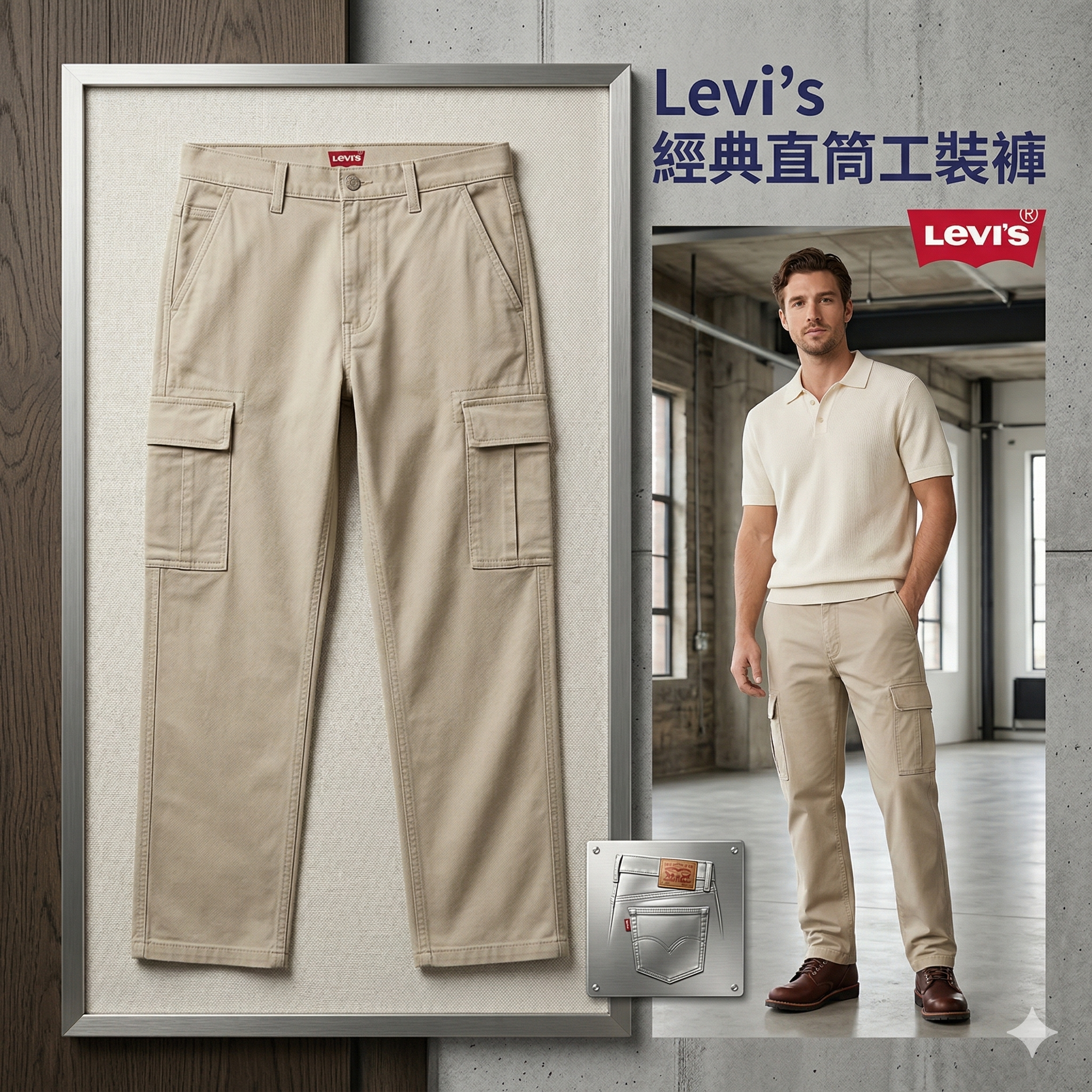 【預購】H040873 Levi's 男裝經典直筒工裝褲