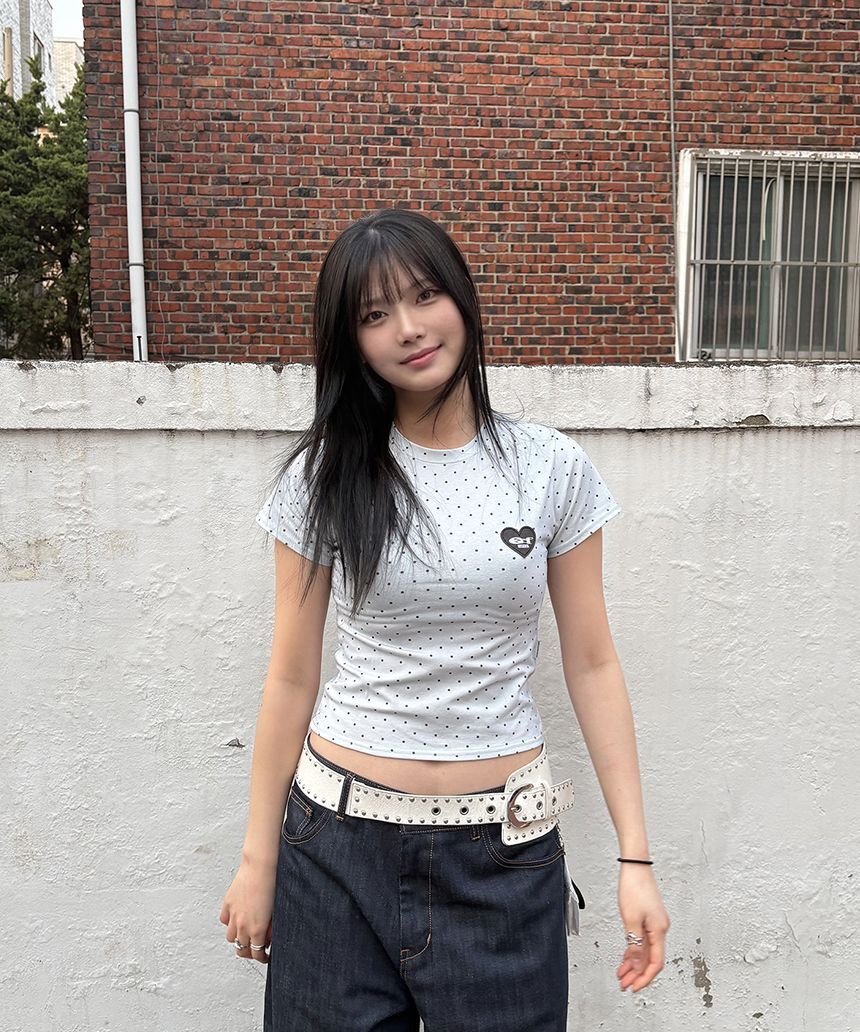 ESCAPEFROM 小愛心 ESCF 拼貼點點修身短袖T恤 E261STS