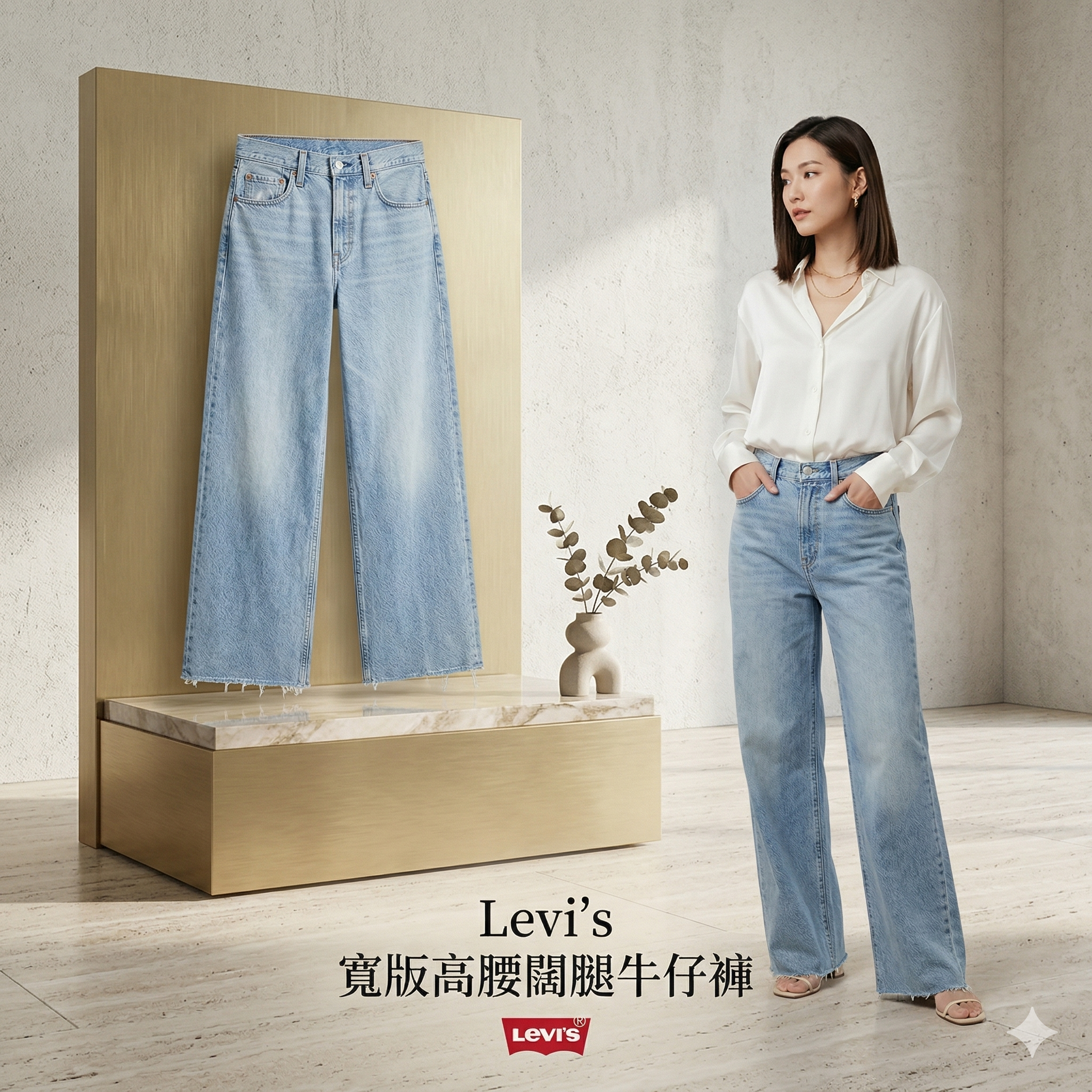 【預購】H040874 Levi's 寬版高腰闊腿牛仔褲