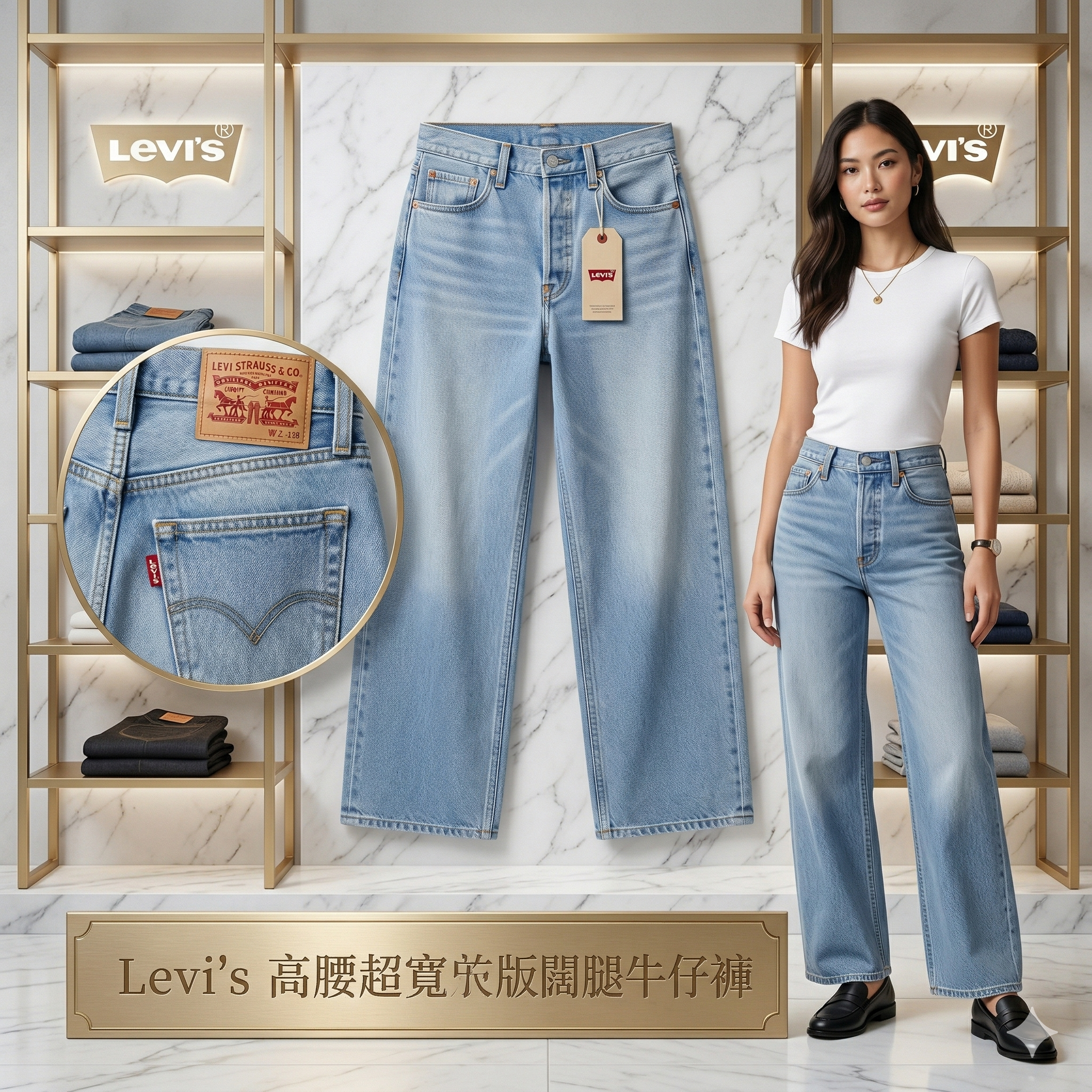 【預購】H040875 Levi's 女裝高腰超寬版闊腿牛仔褲