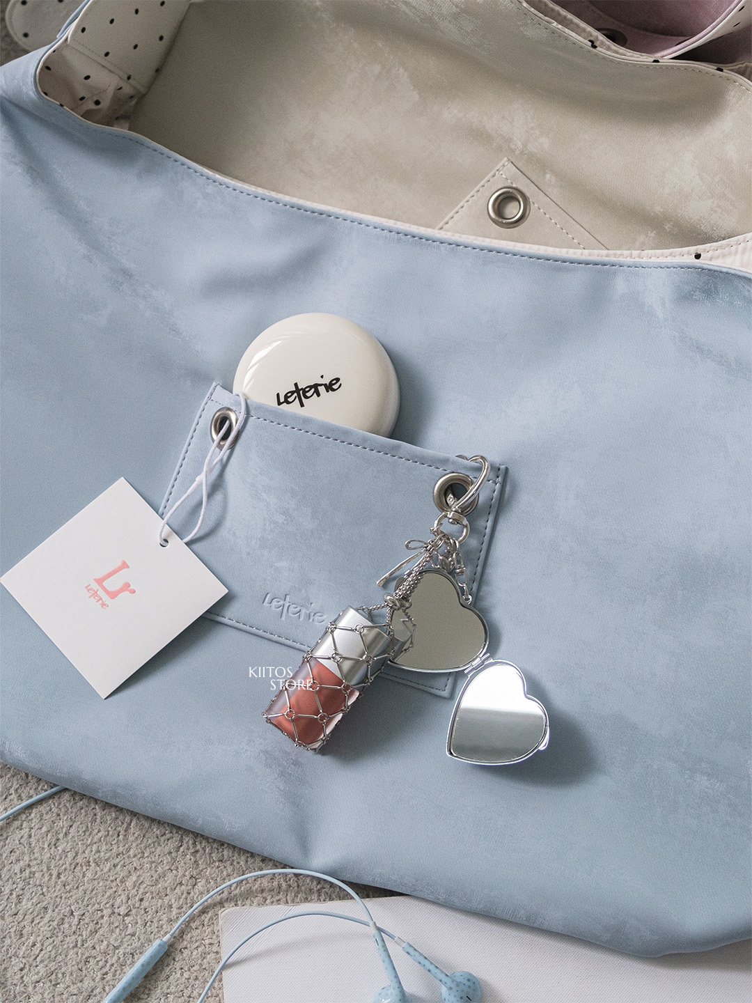 【預購】韓國代購 Leterie 棉花糖 雙面 波點 肩背包 美妝 氣墊 口紅 吊飾 限定超值組