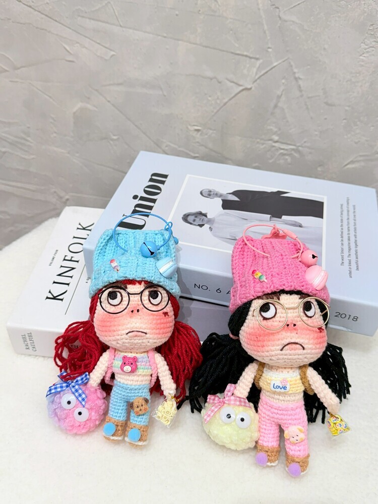 毛線帽兩撮頭髮醜娃吊飾-13號『約16-17cm』