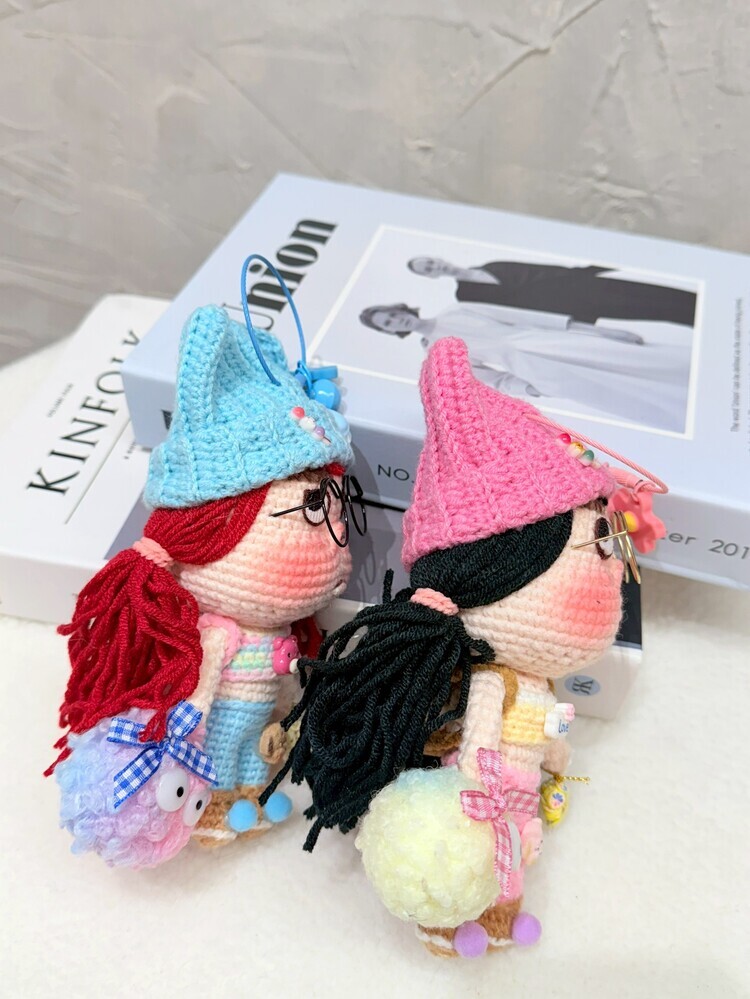 毛線帽兩撮頭髮醜娃吊飾-13號『約16-17cm』