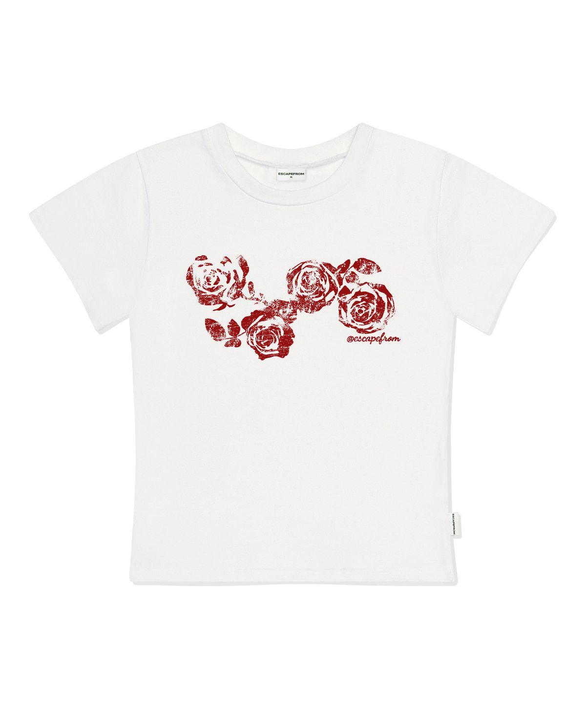 ESCAPEFROM 玫瑰印花修身短袖T恤 象牙白 E261STS