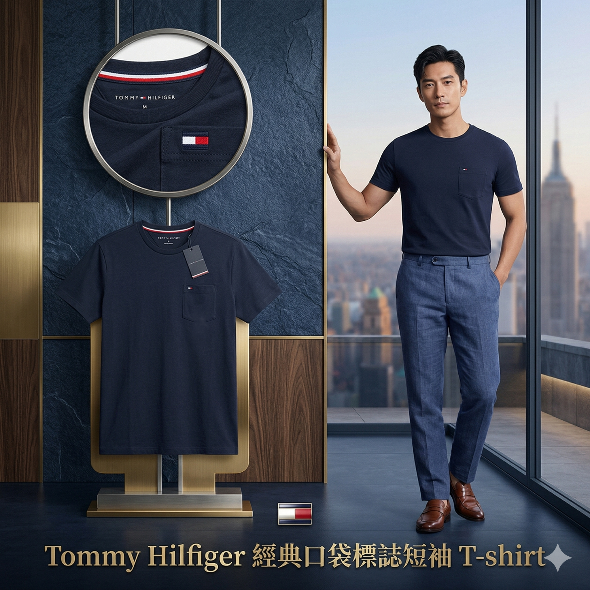 【預購】H040896 Tommy Hilfiger 男裝經典口袋標誌短袖 T-shirt