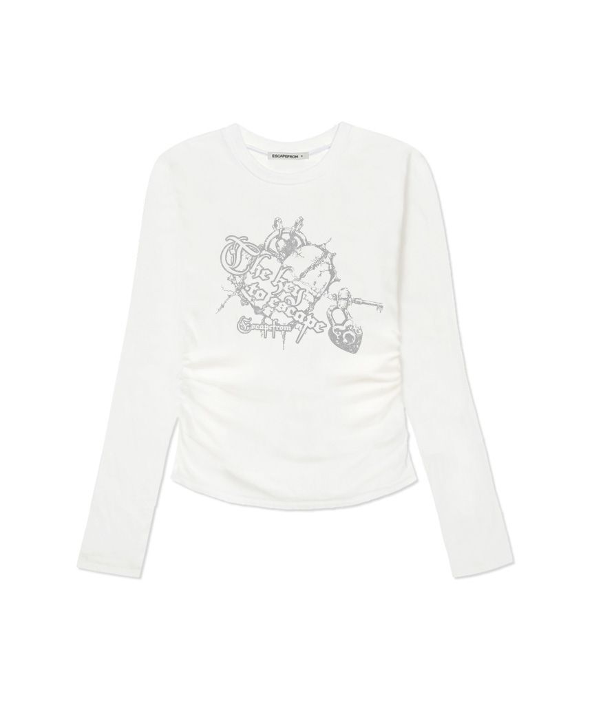 ESCAPEFROM Ducky ESCF 印花修身縮褶長袖上衣 E252SSL