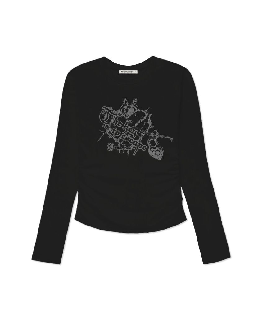 ESCAPEFROM Ducky ESCF 印花修身縮褶長袖上衣 E252SSL